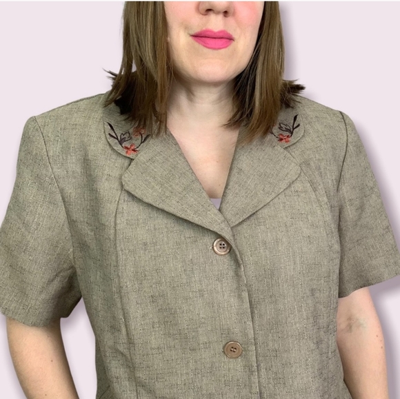 Sag Harbor Embroidered Short Sleeve Blazer Size 16 - Picture 3 of 9